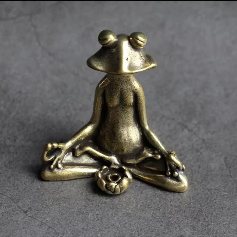 Frog sculpture Meditation Zen Frog Statue Ornament Copper Animal Sculpture - Picture 6 of 8